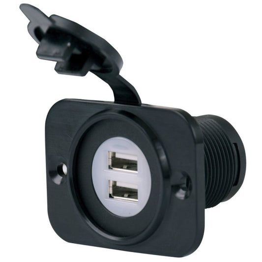 12V Dual USB Port Charger Receptacle - (PF11499)